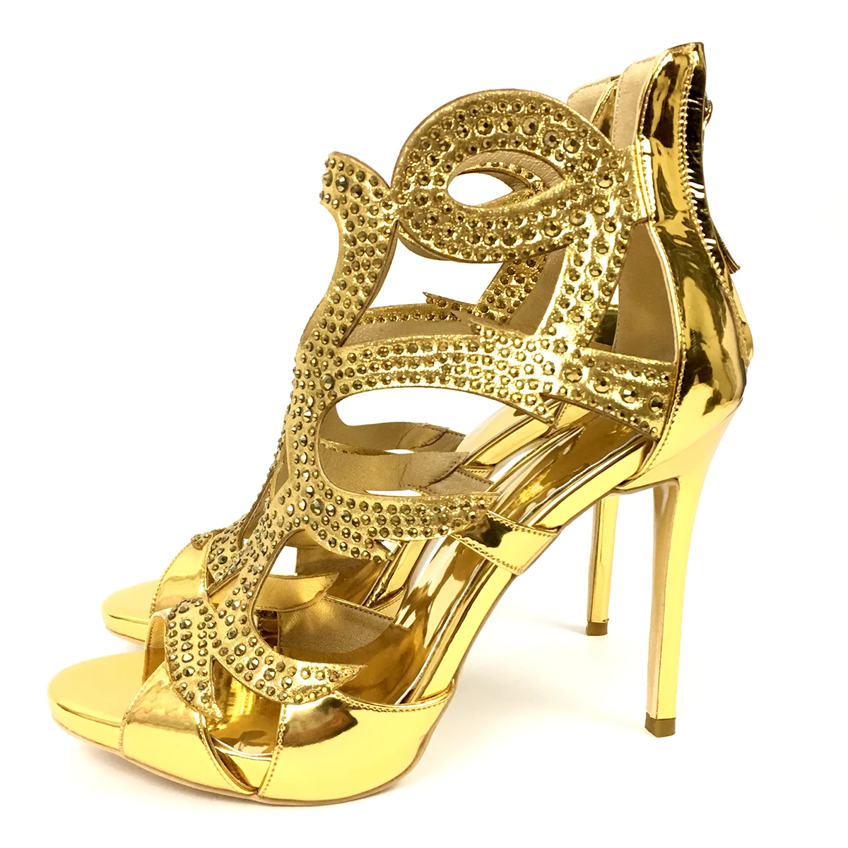 Женские туфли на высоком каблуке сандалии стразы с украшением открытым носком