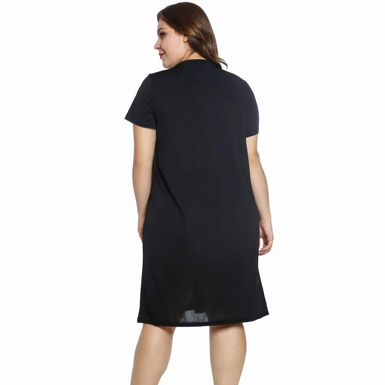 5XL плюс Размер летнее Повседневное платье модное женское платье с коротким рукавом с мультяшным принтом милое платье миди черный женский сарафан-туника