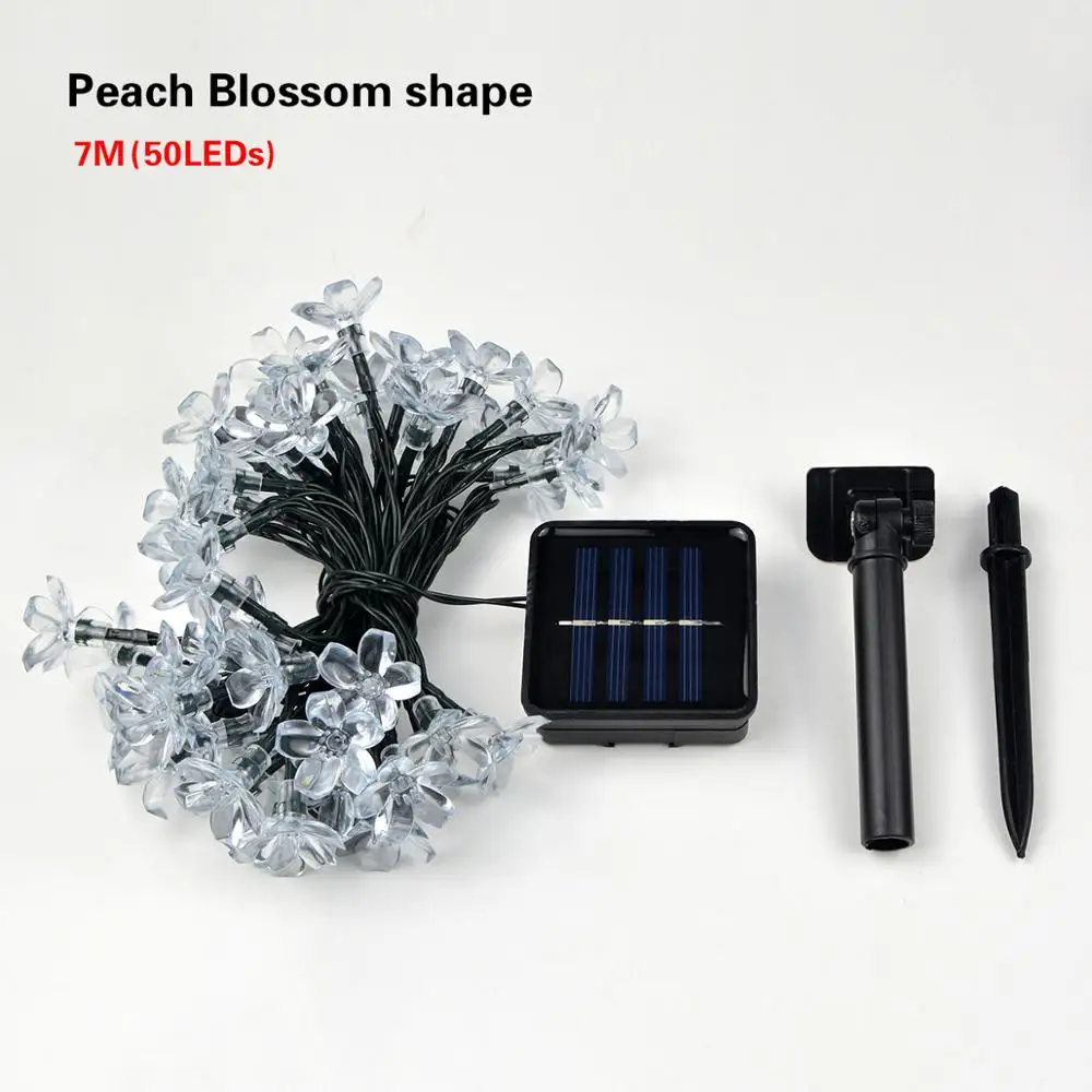 Peach Blossom String Светодиодный светильник для газона на солнечной энергии, сказочный светильник s, садовый светильник, уличный светильник, украшение для рождества, праздника, вечеринки, Tuinverlichting - Испускаемый цвет: Peach Blossom String