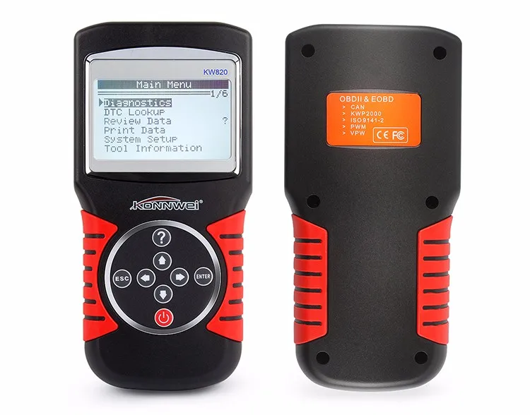 Автомобильный сканер ошибок KW820 OBDII EOBD диагностический инструмент для считывания