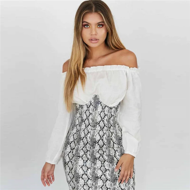 Змеиной кожи платье 2018 г. летние женские пикантные Bodycon змеиной v-образным вырезом