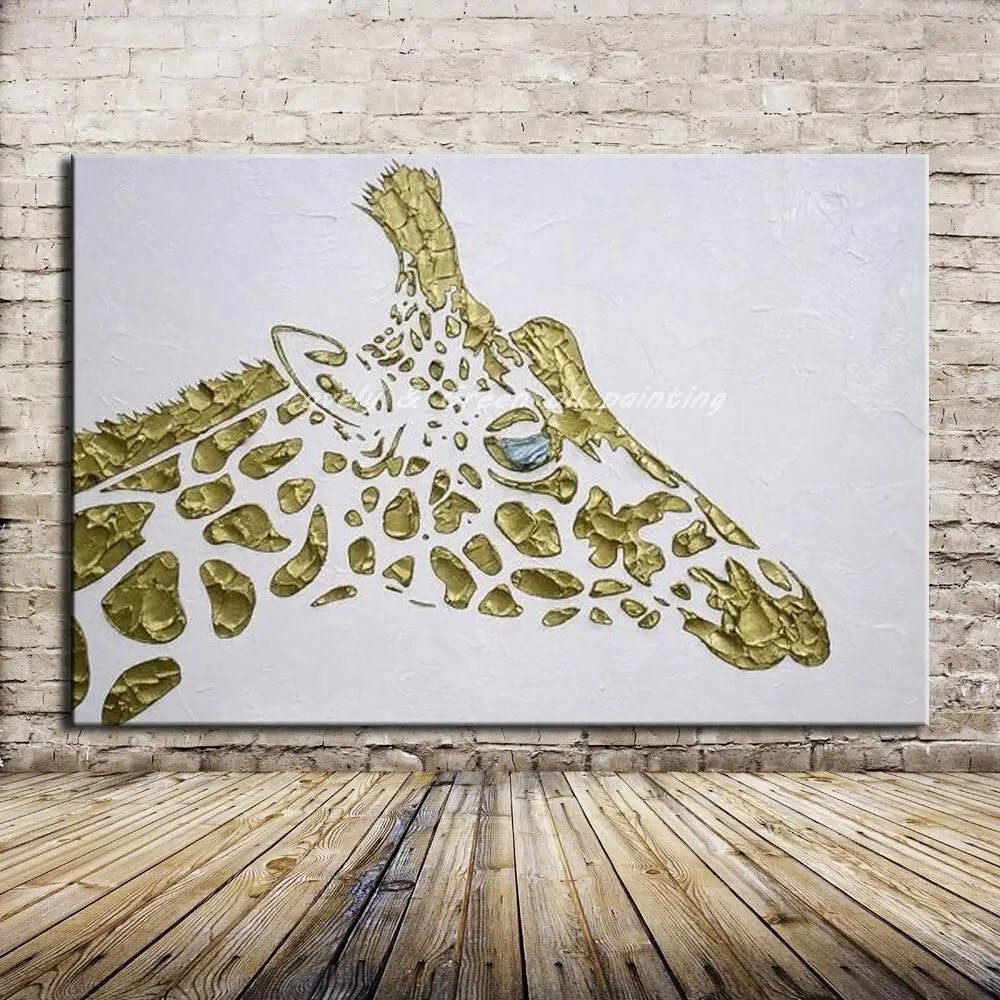 

Mintura Hand Painted Animals Oil Painting On Canvas Modern Abstract Giraffe Paintings Wall Art Pictures For Room Home Decoration