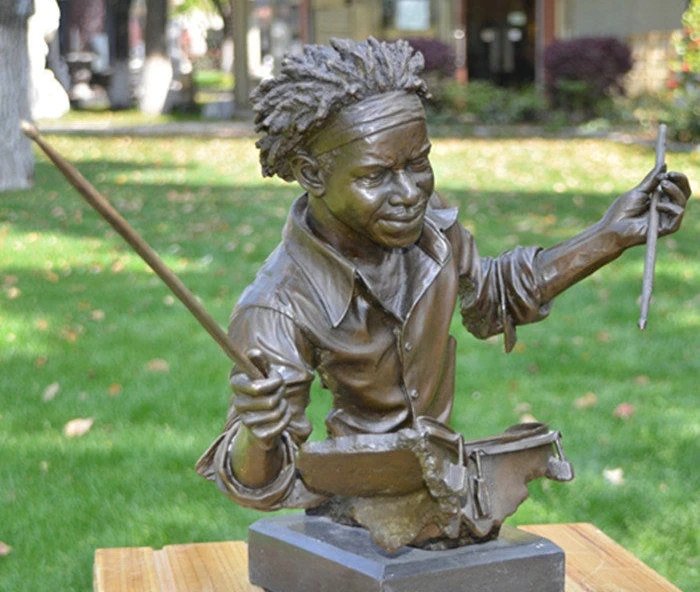 Art Deco Sculpture Man Drum Music Bronze Statue | Дом и сад