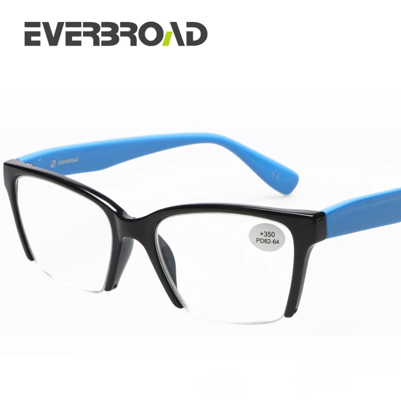 

Highly recommended Half Frame Blue Cat Eye Reading Glasses Women +5.00 Made In China EV031726