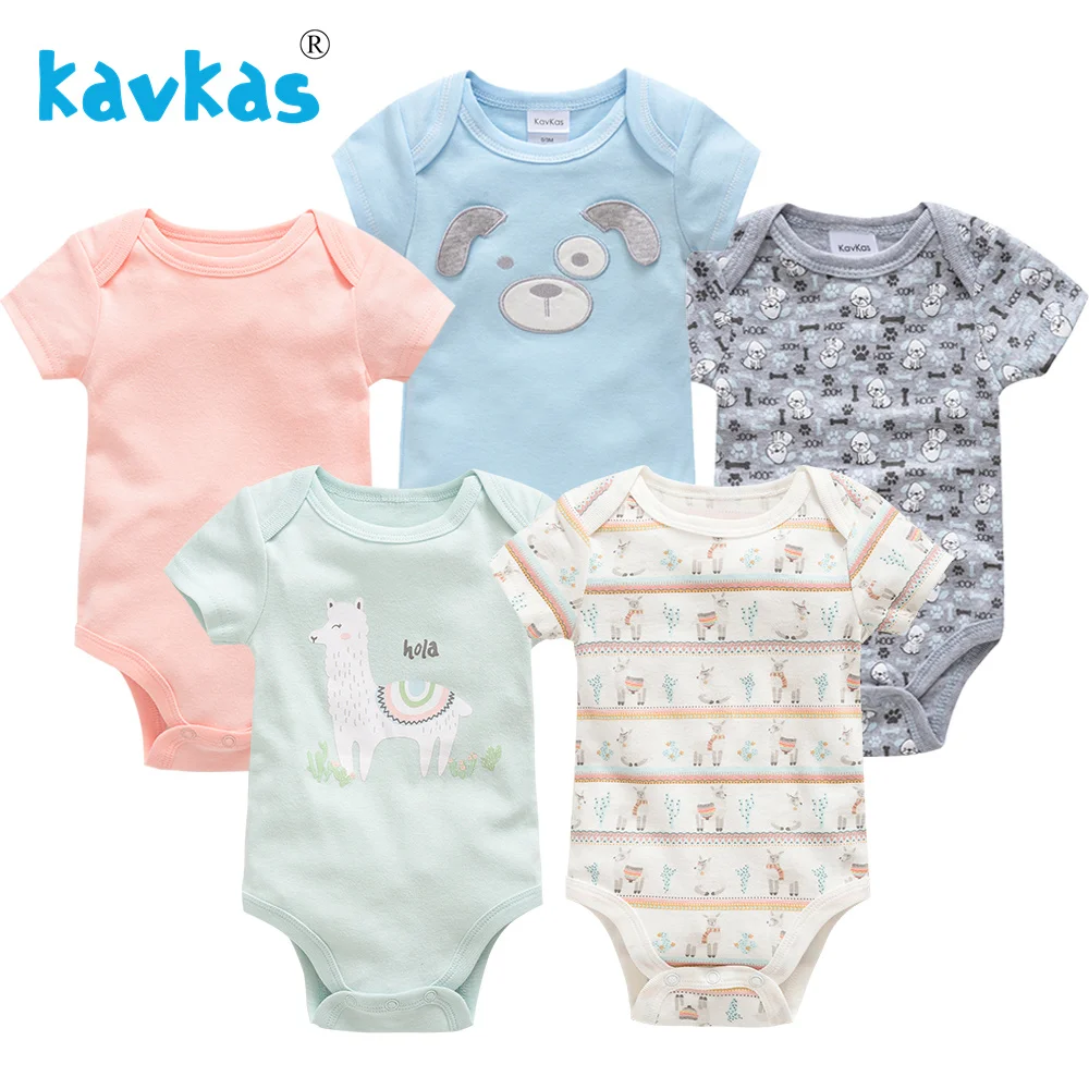 Kavkas/5 шт./лот Детские комбинезоны с короткими рукавами Комбинезоны из 100% хлопка