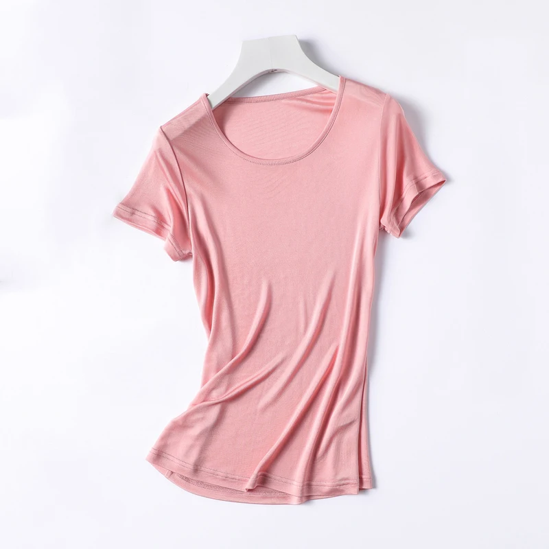 100% натуральный шелк modis Большие размеры уличная футболка женщин camiseta mujer femme Топы