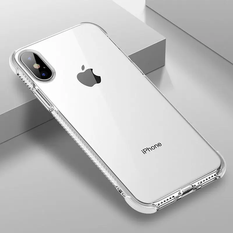 white Двухслойный противоударный Прозрачный чехол для iphone 11 X XR XS MAX 10 7 8 6s 6 Plus 6D Gasbag полный корпус прозрачный мягкий ТПУ задняя крышка - Цвет: white