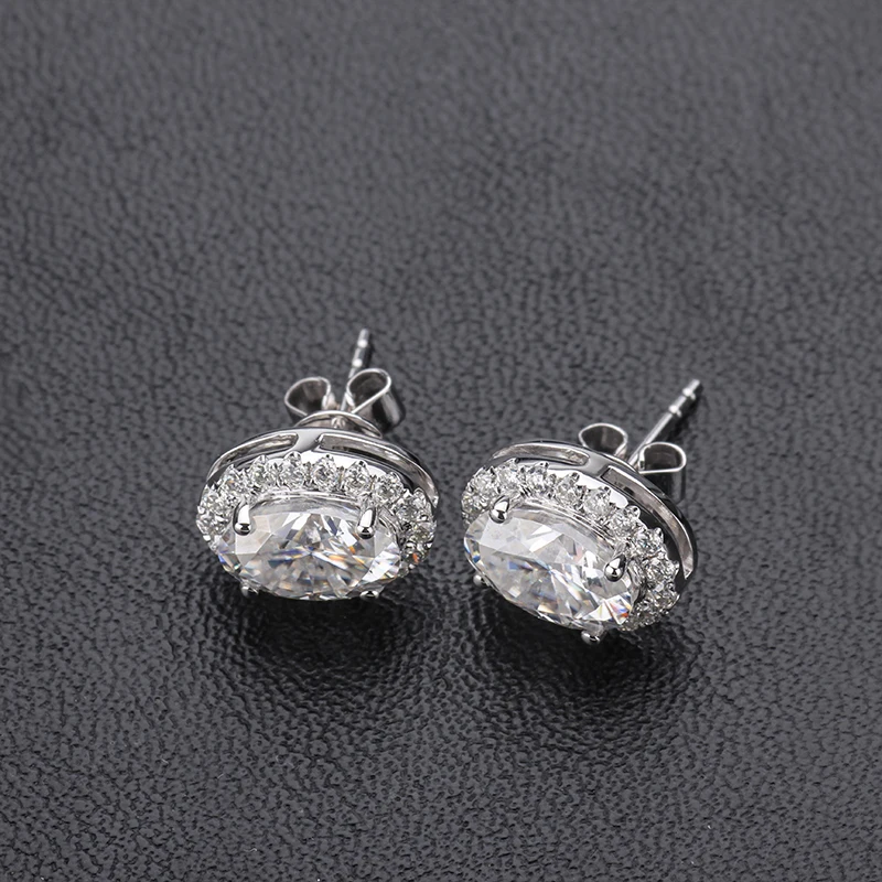 1 0 CT EF цветные прозрачные овальные серьги гвоздики с бриллиантами Moissanite 18 k белое