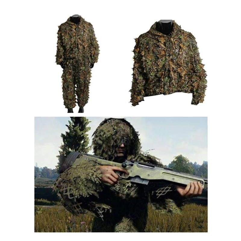 PUBG 3D лист камуфляж Невидимый армейский веер костюм ест курица гейли услуги Охота