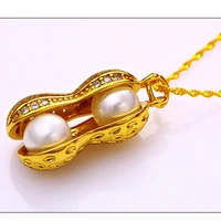 peanut shaped yellow gold filled womens pendant chain