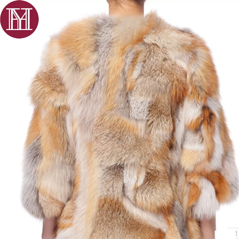 Новое поступление модное женское пальто из натурального красного лисьего меха