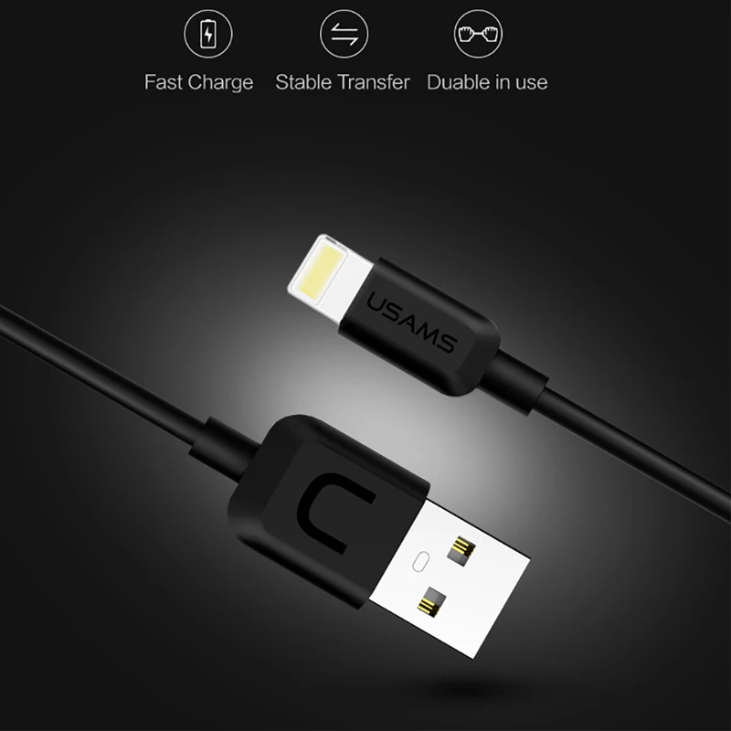 10 шт./лот USAMS USB кабель для iPhone IOS 11 9 2A быстро Зарядное устройство зарядки X 8 7 6 5 iPad