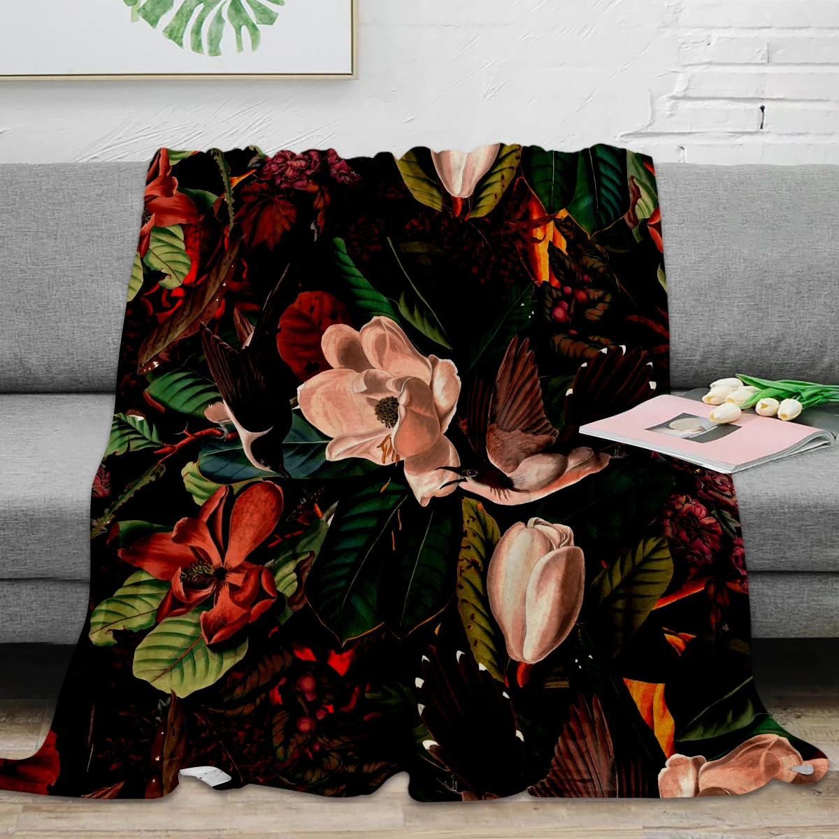 

FLORAL AND BIRDS XIV Throw Blanket Warm Microfiber Blanket Best Sale Flannel Blanket For Beds Home Decor Wholesale