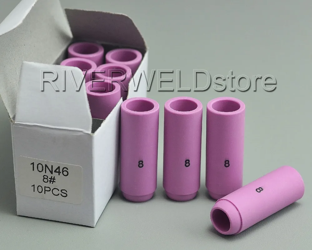 TIG Alumina керамические сопла газовые линзы чашки#8 10N46 Fit TIG сварочный фонарь расходные материалы SR PTA DB WP 17 18 26 серии, 10PK