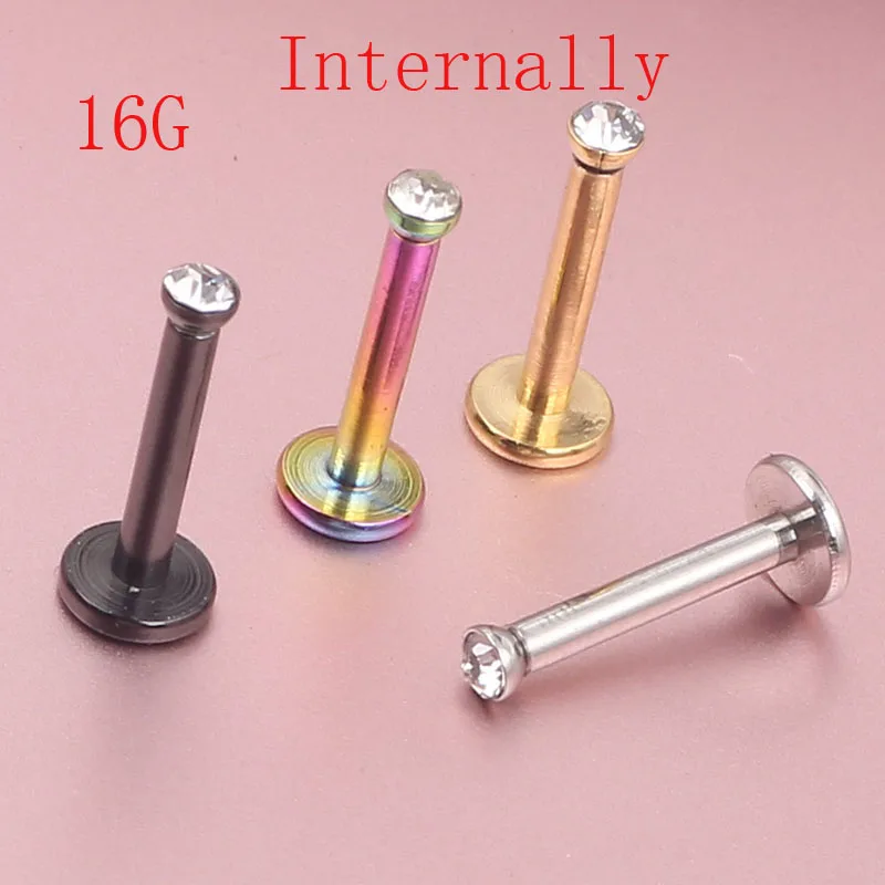 Внутренняя Резьбовая покрытая титановая губная серьга 16 г (1 2 мм) Серьги для губ