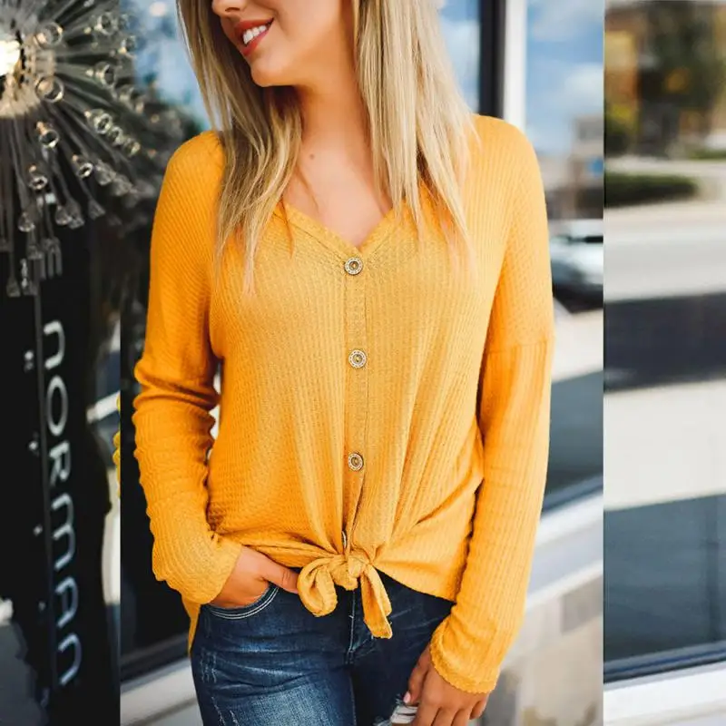 Для женщин Новинка зимы v-образным вырезом Повседневное одноцветное Цвет нить