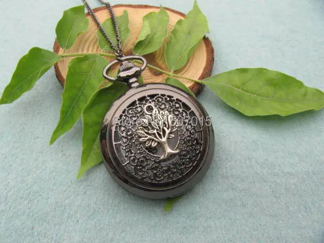 wholesale antique tree of life necklace pocket watch jewelry vintage Wedding Gift steampunk style bronze graduation|gift box for jewelry|jewelry