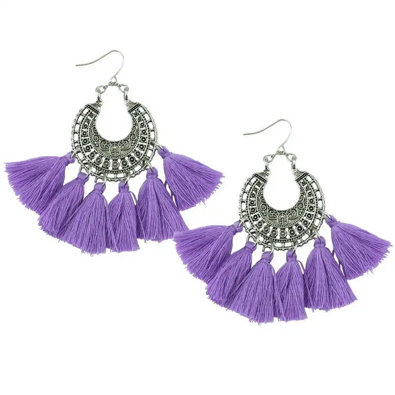 

ZWPON Boho Handmade Fringe Tassel Vintage Earrings for Women Filigree Jewelry Wholesale