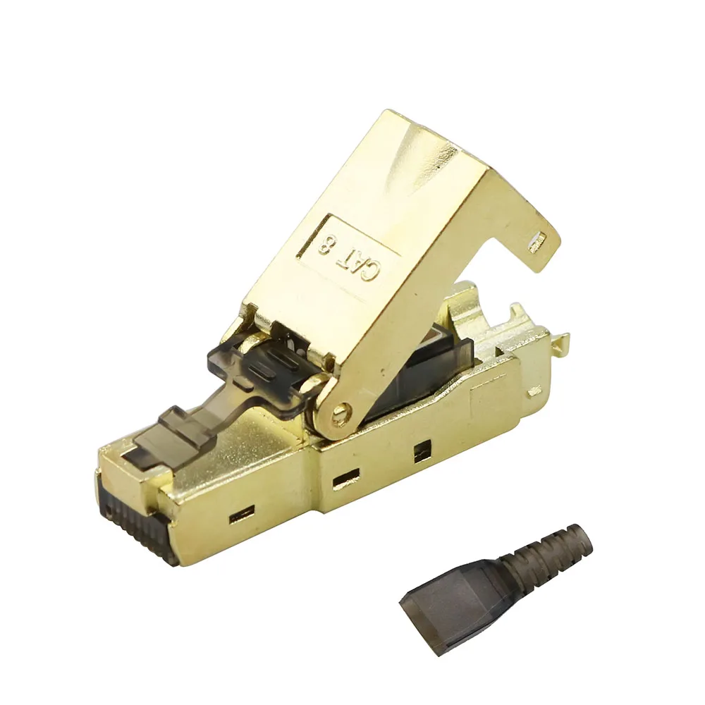 Cat8 Cat.6A Cat7 RJ45 штекер экранированный литой металл легкое удаление Ethernet адаптер