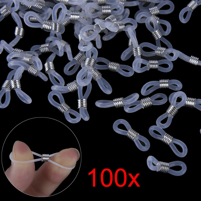 

100PCS Glasses Chain Plastic Silicone Connection Glasses Chain Antiskid Rubber Ring Strap Extension Spring DIY Eyeglasses Rope