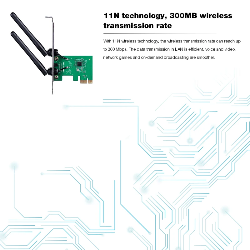 PCI E беспроводная WiFi антенна адаптер Wifi 300 Мбит/с сетевая карта для настольного ПК