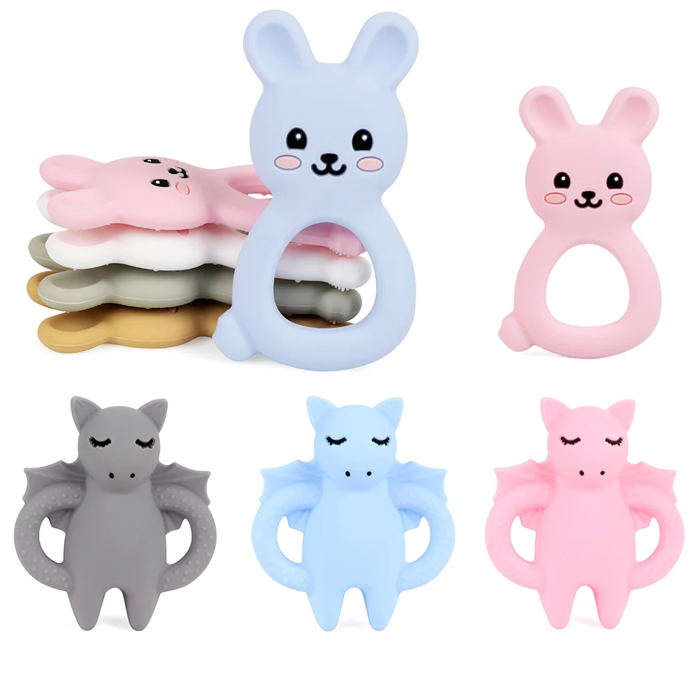 

Lovely Cartoon Silicone Teethers BPA FREE Rabbit Baby Teething Toy DIY Chain Necklace pendant Baby Ring Teether Silicone Beads