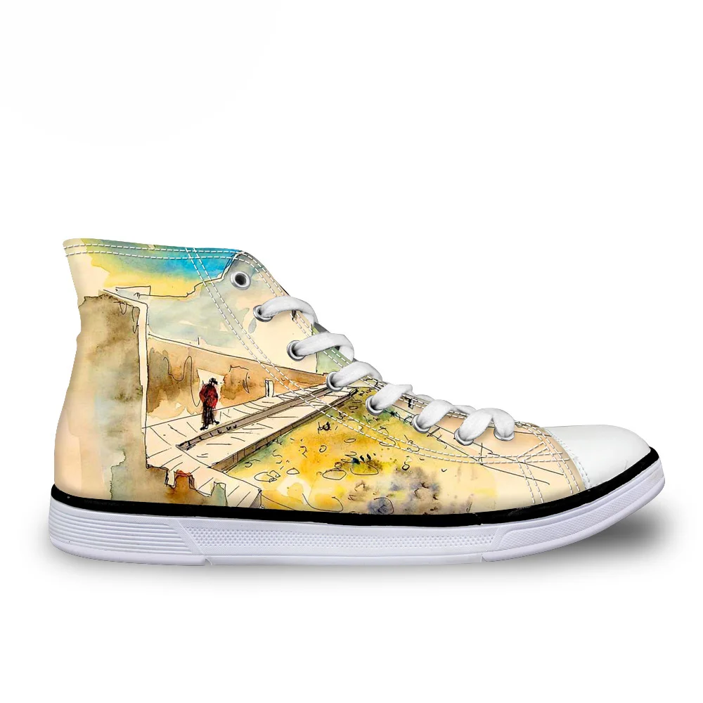 WHEREISART/высокая женская Вулканизированная обувь с 3D принтом Осенние повседневные