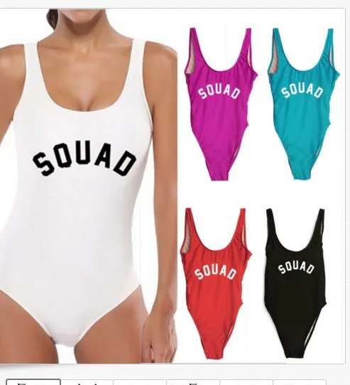 Женский слитный купальник с глубоким вырезом комбинезоны буквенным принтом на