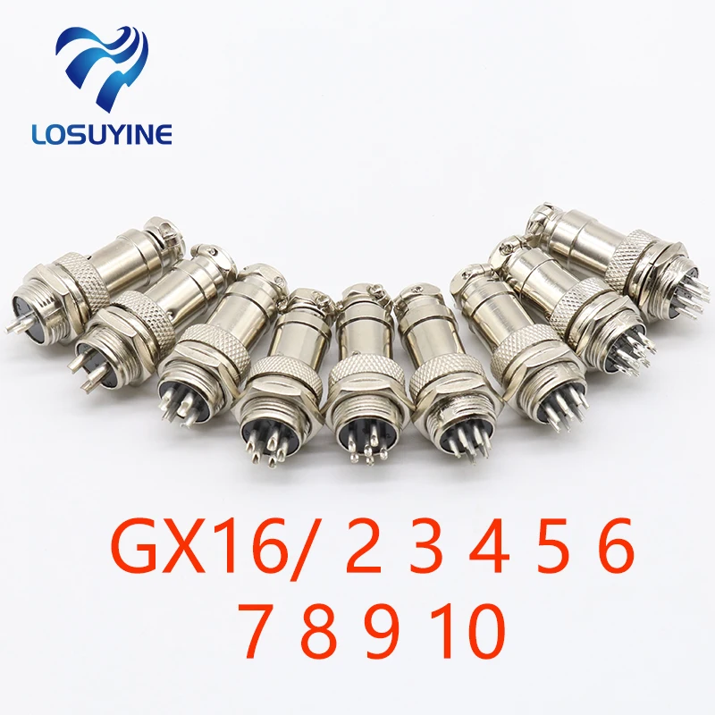 

1set GX16-2/3/4/5/6/7/8/9 Pin Male & Female Diameter 16mm Wire Panel Connector GX16 Circular Connector Aviation Socket Plug