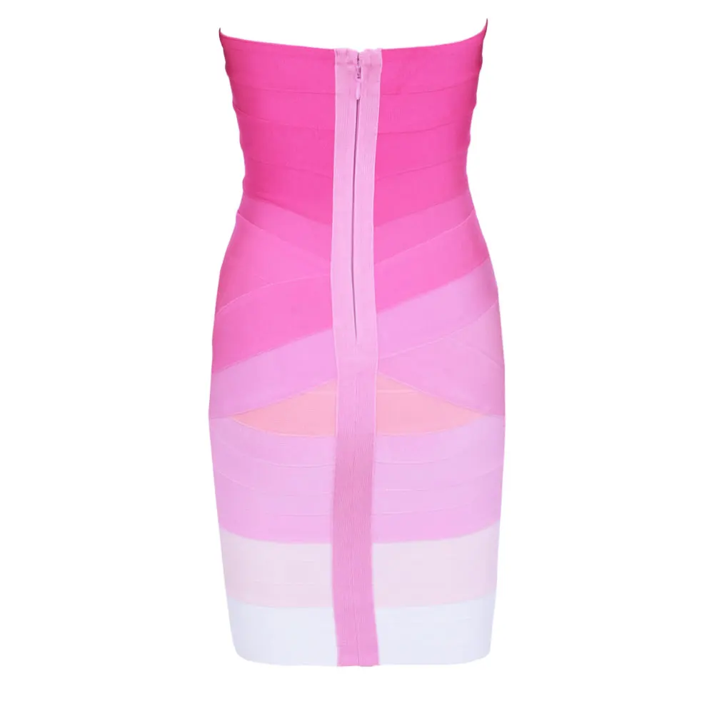 

gradient pink strapless bodycon mini rayon sexy girl celebrity bandage dresses 2017