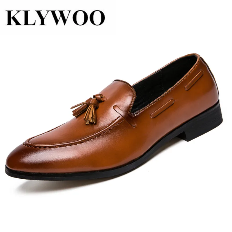 KLYWOO/Роскошные брендовые туфли оксфорды для мужчин модельные кожаные с острым