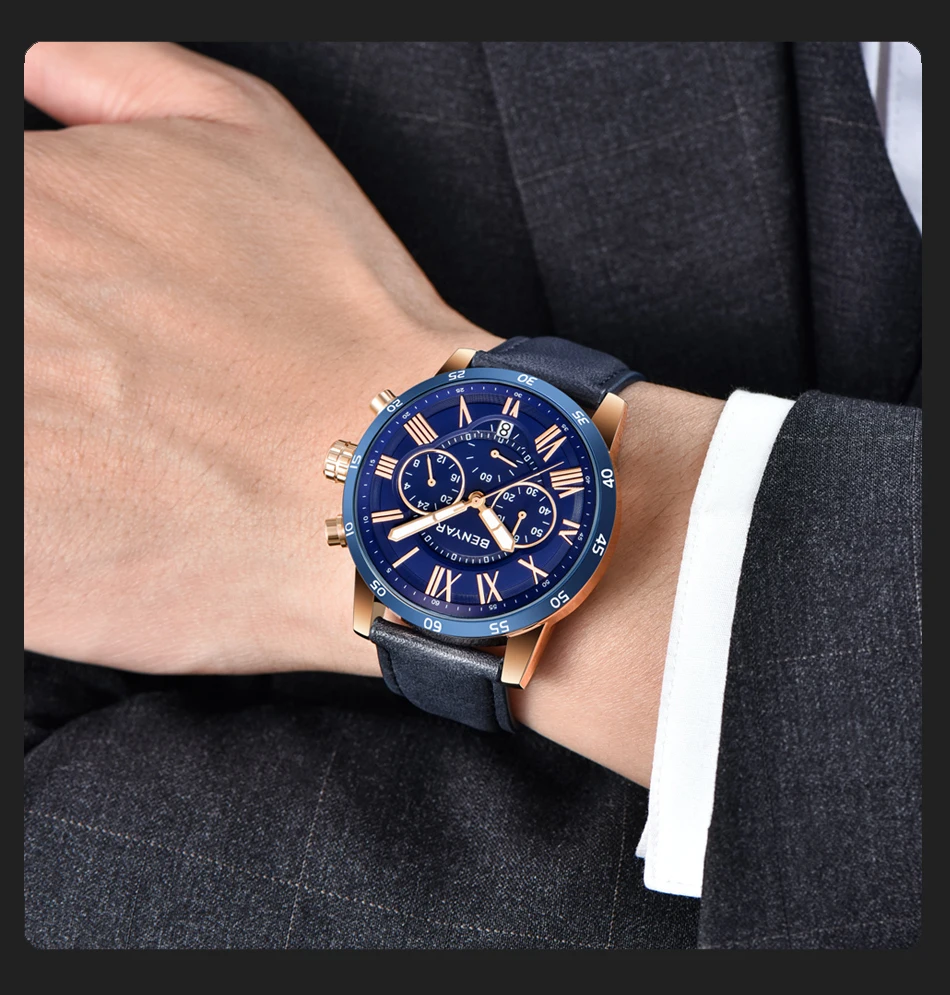 Reloj Hombre Топ бренд класса люкс BENYAR модный хронограф спортивные мужские часы военные кварцевые часы Relogio Masculino