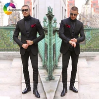 tailored smart casual black man suits for wedding wide peaked lapel groom tuxedos groomsmen suit best man blazers 2 piece party