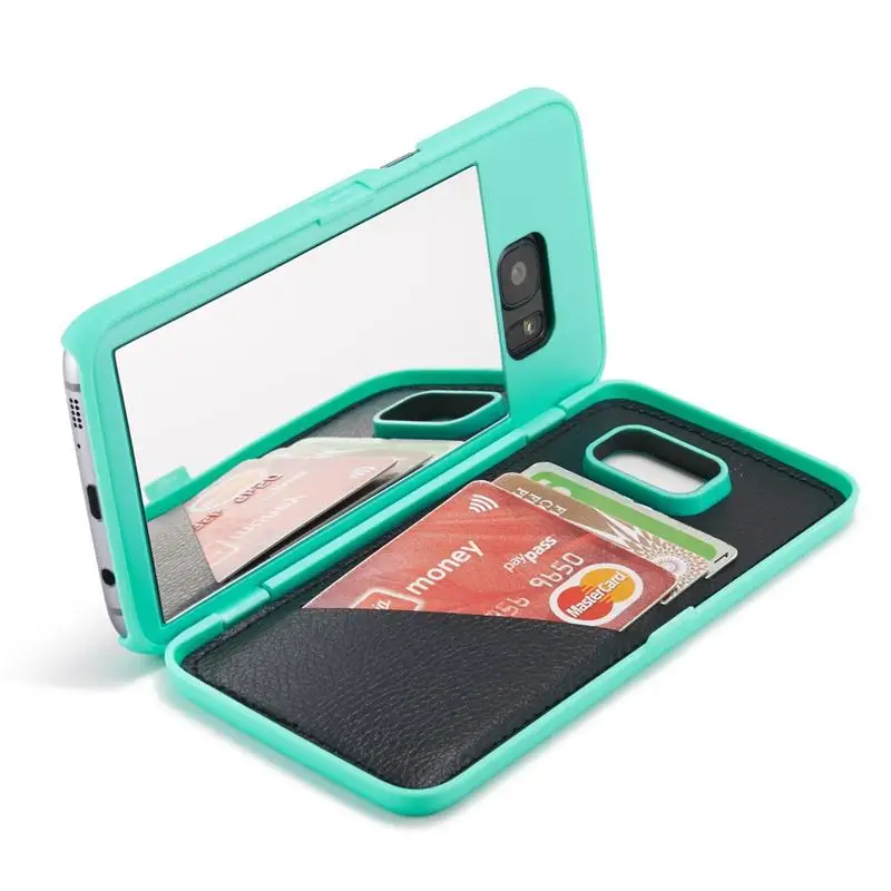Makeup Mirror Case For Samsung S7 Edge Wallet Card Slot Flip Phone Cover 5.5''/ 5.1'' | Мобильные телефоны и