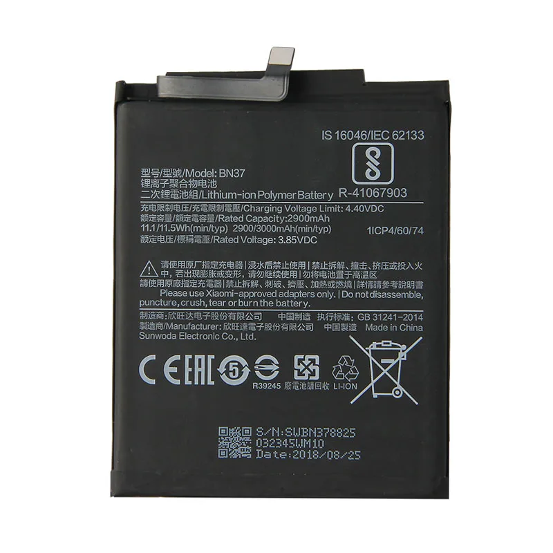 QrxPower BN37 Сменный аккумулятор для Xiaomi Redmi 6 Redmi 6A 2900 мАч литий-ионный аккумулятор для телефона+ инструмент