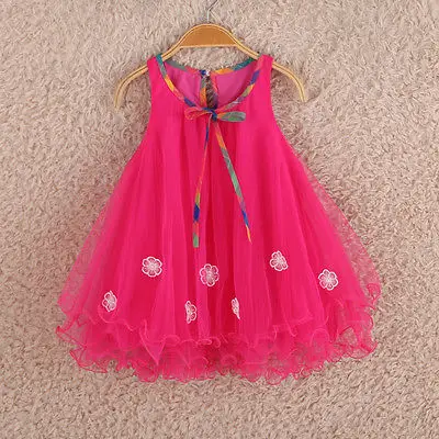 2017 New Beautiful Kids Girls Clothes Dresses Sleeveless Bow Summer Cool Floral Birthday Party Dress Beach 2 3 4 5 6 7 Years | Мать и