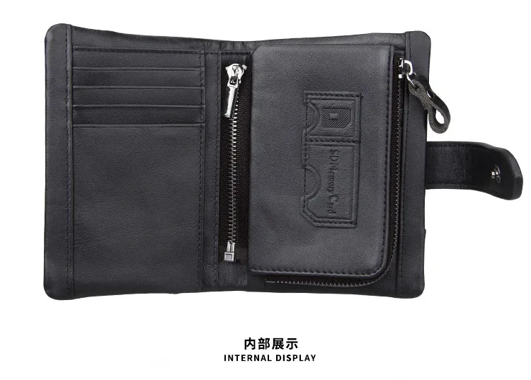 Genuine Crazy Horse Leather Wallet Men RFID Protection Removable Coin Purse Male Patchwork Designer Credit Card Wallet carteira