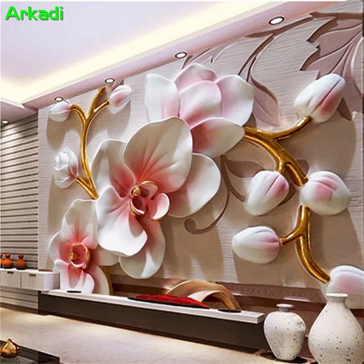 3D Phalaenopsis рельефный фон для стен современный простой цветочный декор картина
