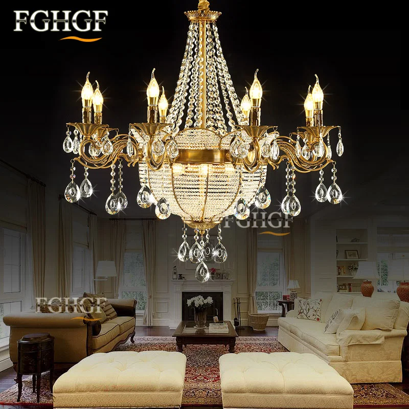 Modern Crystal Chandelier Light luminaria Luxury Chandeliers Lamp Suspended Lustres Bronze Color for living room | Освещение