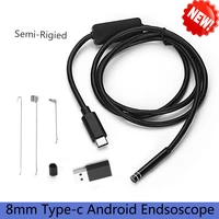 720P Type-c Android Endoscope Camera Inspection 8mm 3M 5M 10M Length Hard Cable Snake Usb Endoscope Borescope Cam for Smartphone