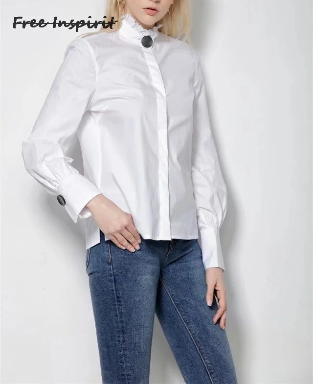 Free Inspirit 2018 New Fashion Spring &amp Autumn Women Blouses Shirts White Full Casual |