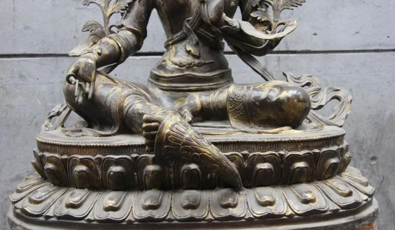 Tibet Old Bronze Copper Green TaRa Goddess Bodhisattva Kwan-Yin Guan Yin Buddha | Дом и сад