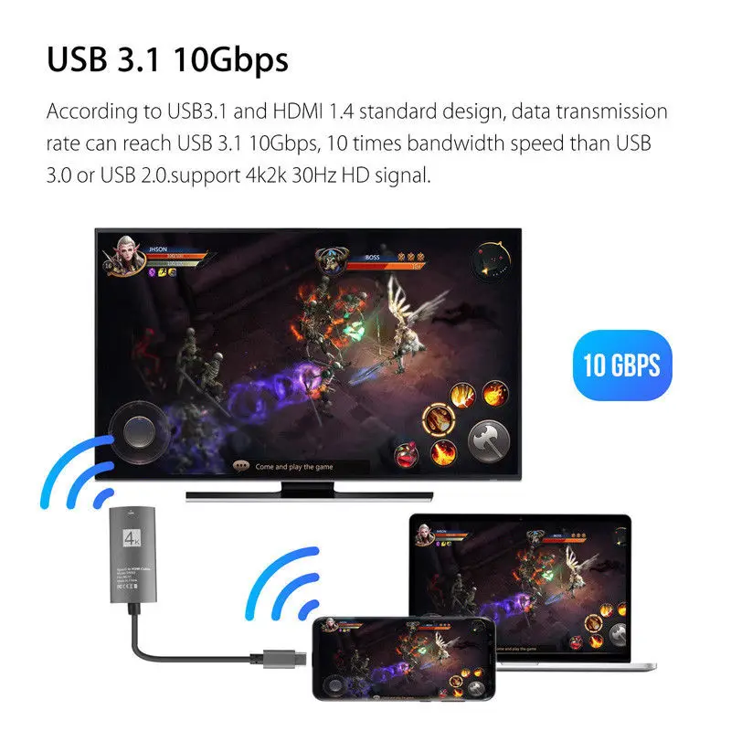Новый USB C Кабель адаптер Type для 4K HDMI HDTV Samsung S9 Note 8 Macbook Pro DOM668|Кабели передачи