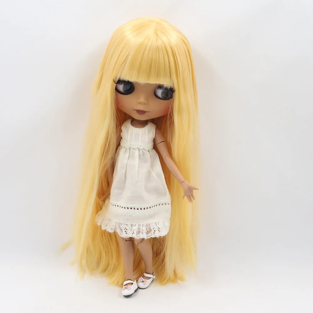 Кукла шарнирная BL0658 от ICY DBS Blyth 1/6 с темной кожей желтыми длинными прямыми