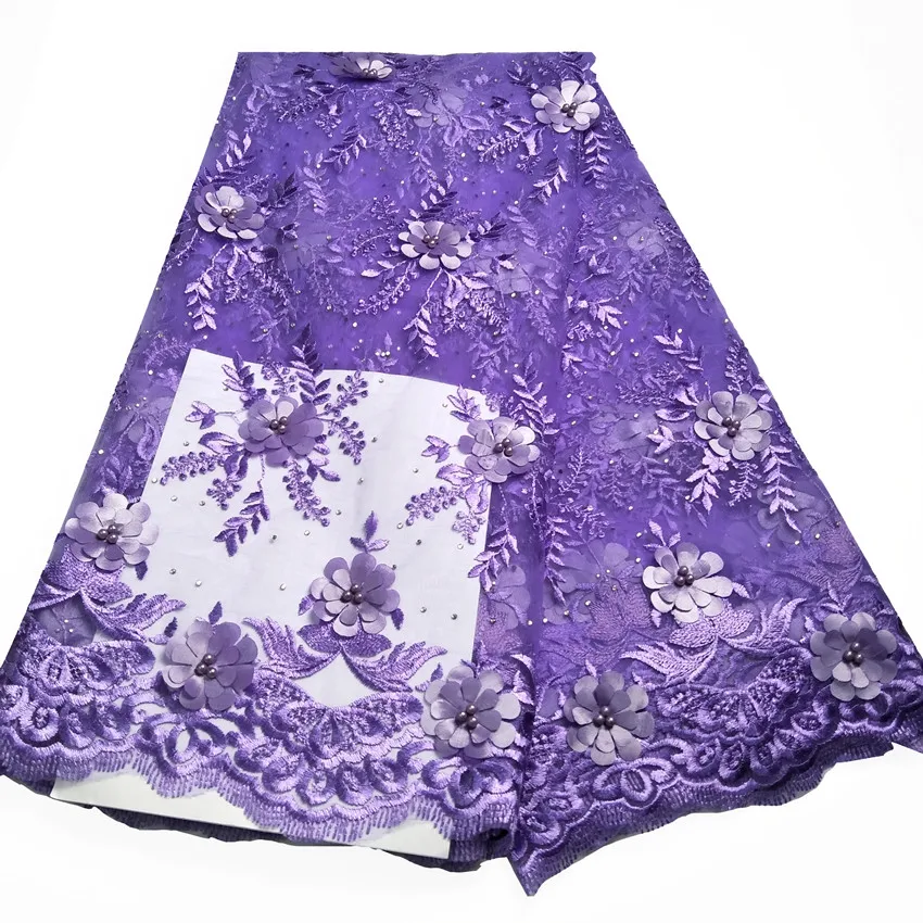 2019 фиолетовый Французский кружево Фабричный горный хрусталь 3D тюль кружева