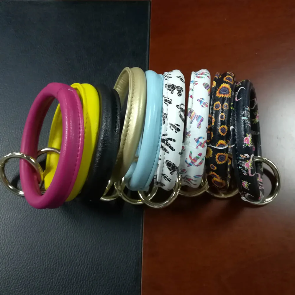 Искусственный кожаный круглый браслет брелок оптом заготовки подсолнуха зажим