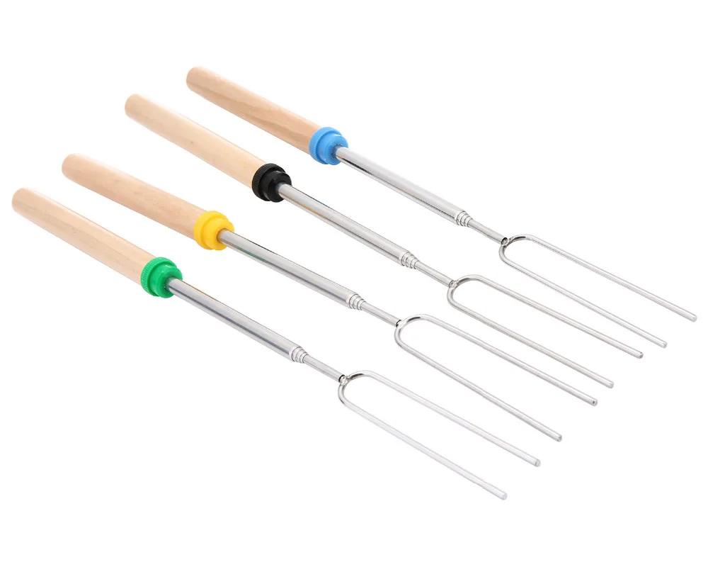 10 шт./компл. барбекю вилки кемпинга костра из нержавеющей стали с деревянной