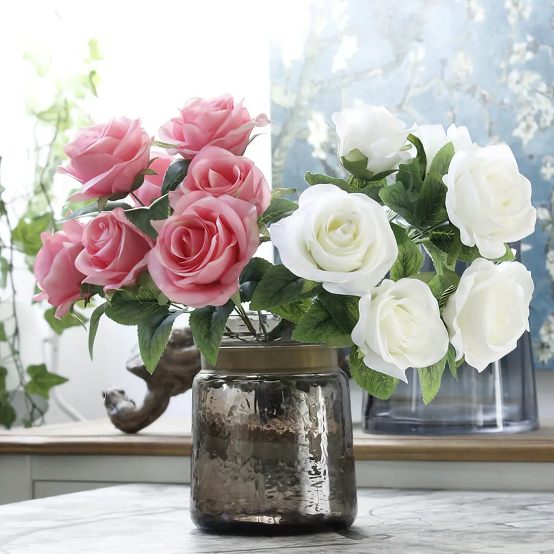 Свадебные украшения искусственные цветы 7 головок французская Роза цветочный