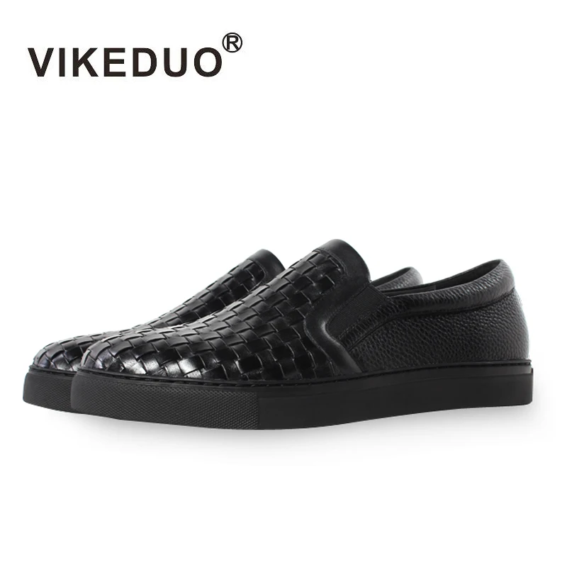 Vikeduo 2020 Summer Handmade Designer High Quality Men Flats Shoes Breathable Fashion Genuine Leather Casual Black Footwear | Обувь