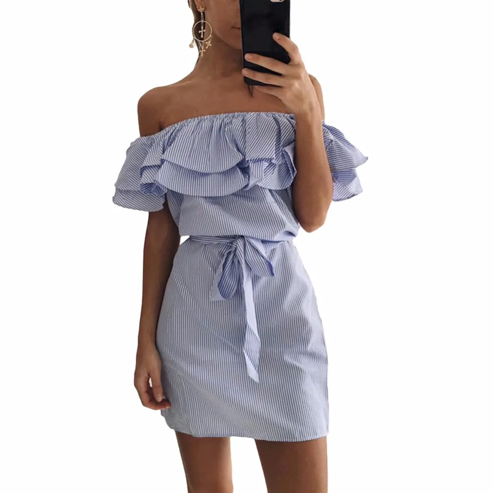 Женское платье с открытыми плечами и воланом без бретелек|vestidos f|vestidos fashionvestido off |